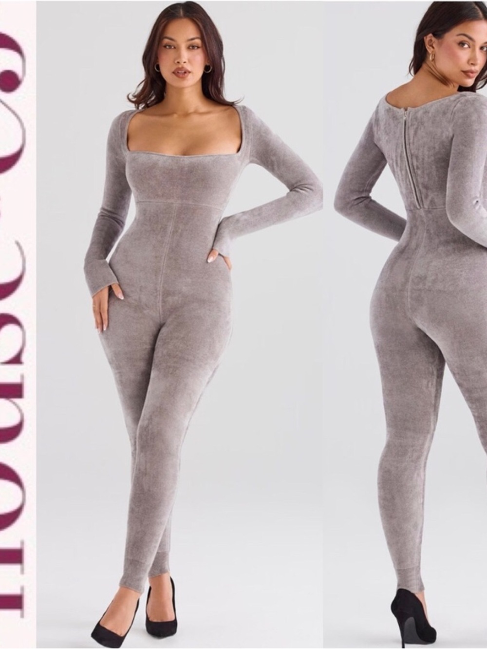 House of CB Isis Mink Heavy Chenille Loungewear Jumpsuit S - Picture 3 of 9
